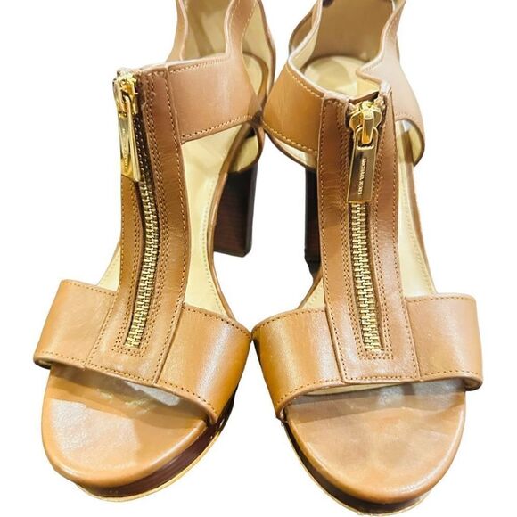 MICHAEL MICHAEL KORS Berkley T Strap Platform Vachetta Leather Sandals Size 6.5 - Picture 6 of 7